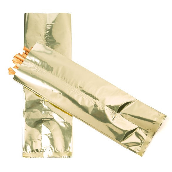 Plastikbeutel Gold 10.2x30.5cm Metallisiert und Verschweißbar (100 Stück) [SMB412G]