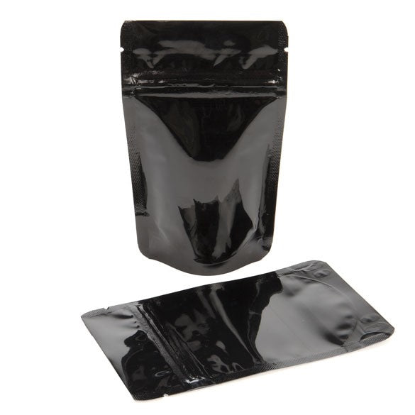 Standbodenbeutel Schwarz 8x5x13cm | 28 Gramm (100 Stück) [ZBGM1B]