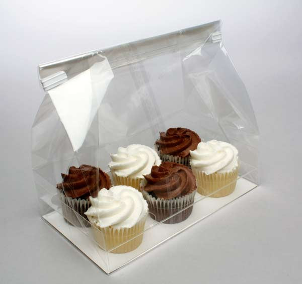 Cupcake-Beutel mit Einsatz für 6 Mini-Cupcakes 17.8x10.5x22.9cm Transparent (100 Stück) [CBG7]