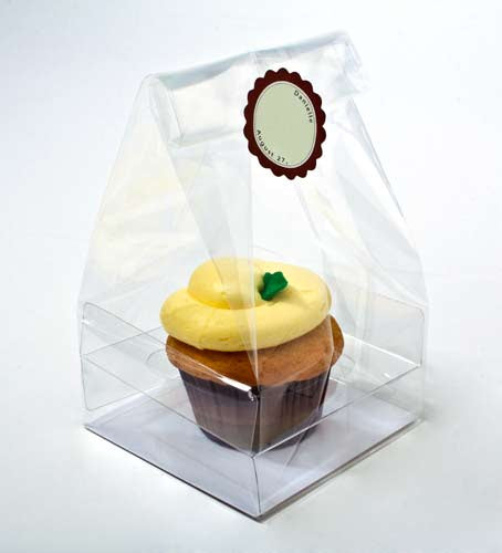 Cupcake-Beutel mit Einsatz für 1 Cupcake 10.2x10.2x17.8cm Transparent (100 Stück) [CBG4]
