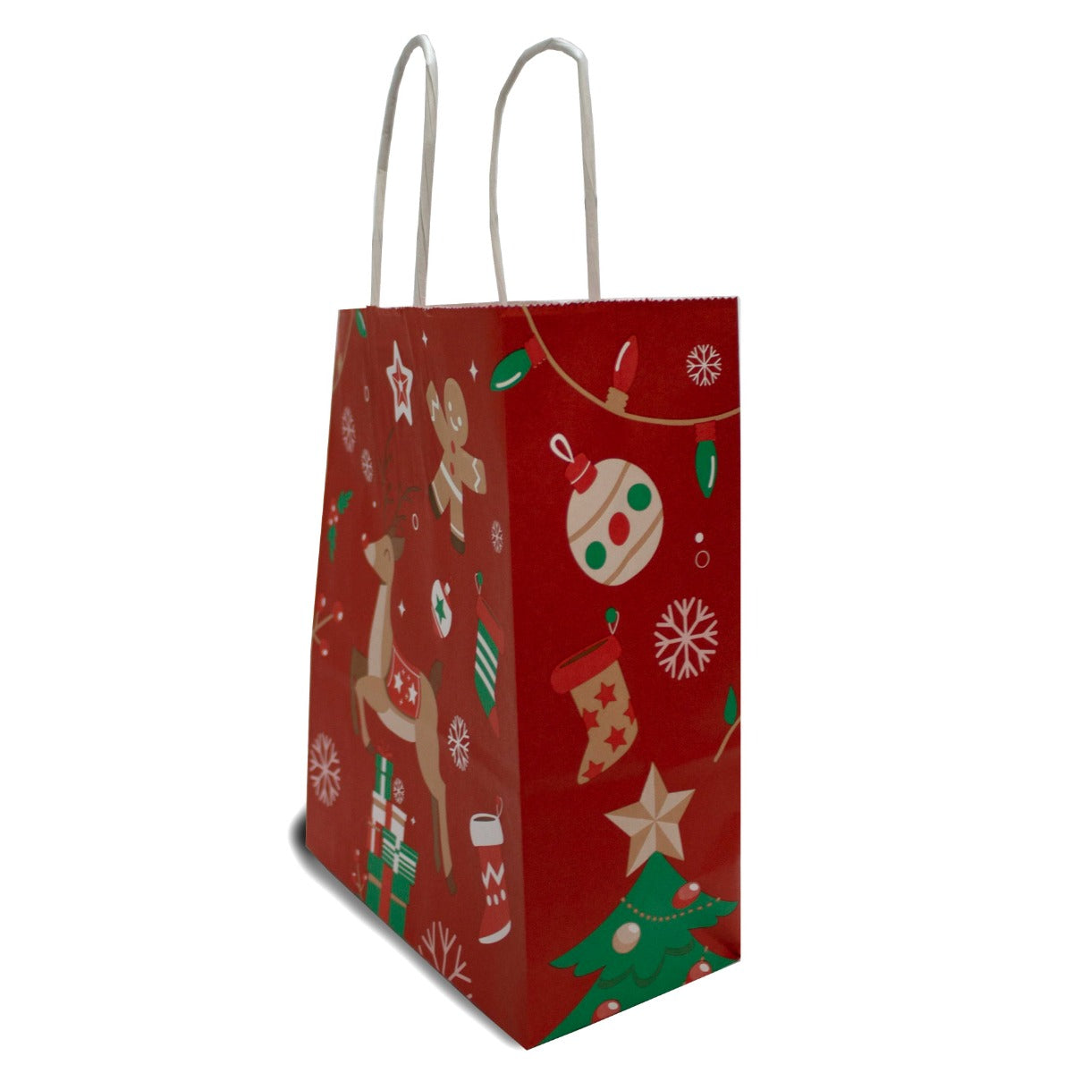 Papiertragetaschen Weihnachten 18+8x22cm Kraft 90 g/m² (50 Stück) [PAM1822RXmas]