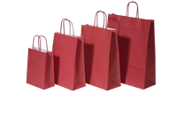 Paper Carrier Bags Red 32+12x41cm Kraft 100 grams