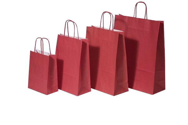 Paper Carrier Bags Red 32+12x41cm Kraft 100 grams