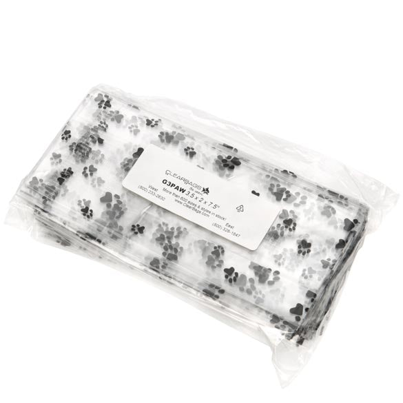 Bedruckte Beutel kleine Pfoten 8.9x5.1x19.1cm mit Seitenfalten (100 Stück) [G3PAW]