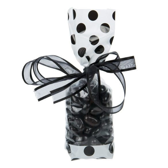 Printed Bags White with Black Dots 5.1x4.8x24.1cm with side gusset