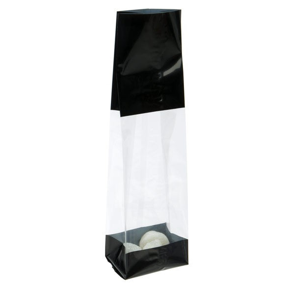 Bedruckte Beutel Schwarz - 6.7x4.8x27.3cm mit Seitenfalten (100 Stück) [G2BK]