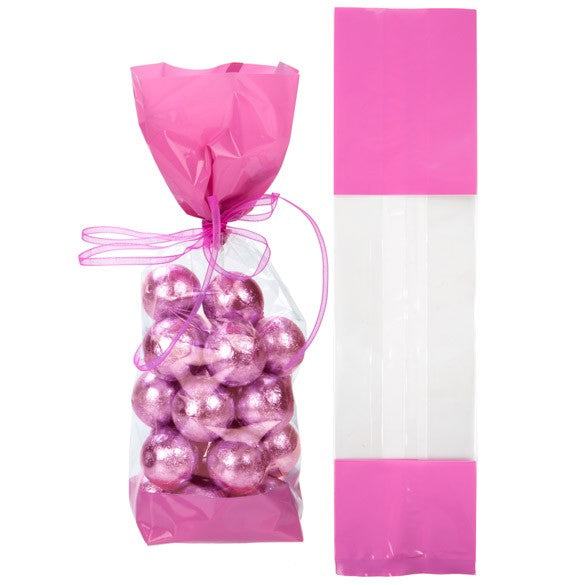 Bedruckte Beutel Rosa - 6.7x4.8x27.3cm mit Seitenfalten (100 Stück) [G2PK]