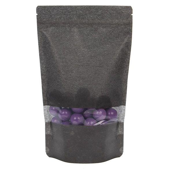 Standbodenbeutel Reispapier Schwarz 17.1x8.9x28.6cm | 340 Gramm mit Fenster (100 Stück) [ZBGR4B]