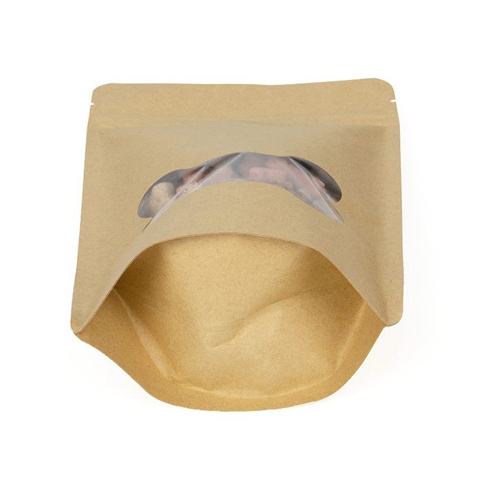 Standbodenbeutel Kraft-Knochenfenster 13x7.9x20.6cm (25 Stück) [ZBGW3KB]