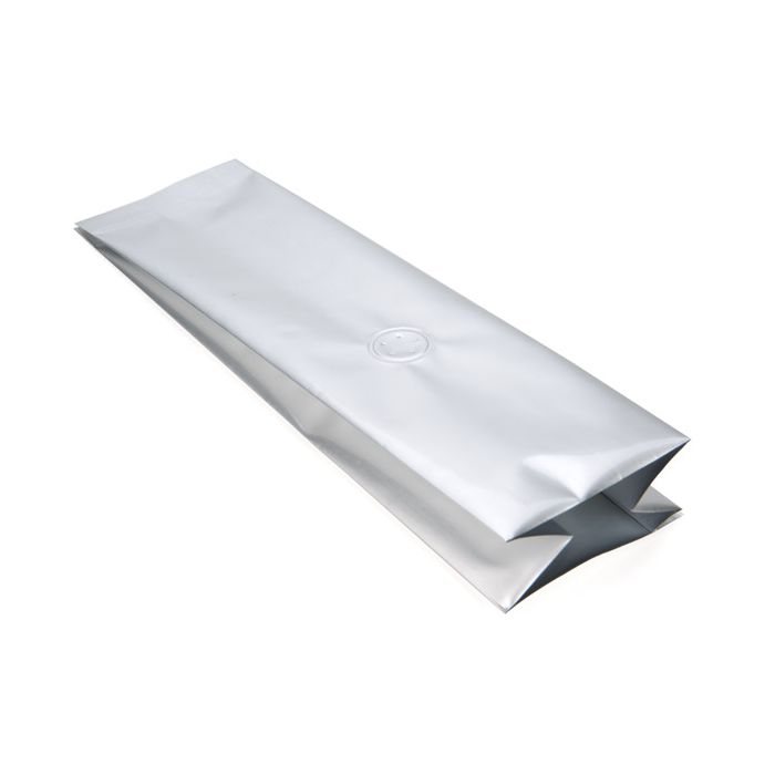 Kaffeebeutel Silber mit Ventil 8.5x6.5x33cm | 450 Gramm (50 Stück) [SGC2S]