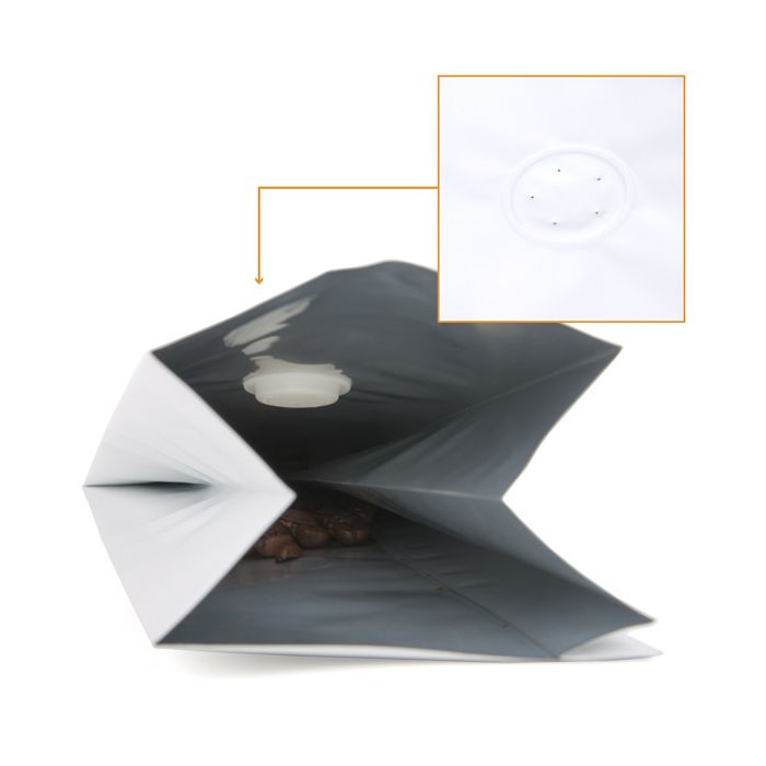 Kaffeebeutel Mattweiß mit Ventil 8.5x6.5x33cm | 450 Gramm (50 Stück) [SGC2WM]