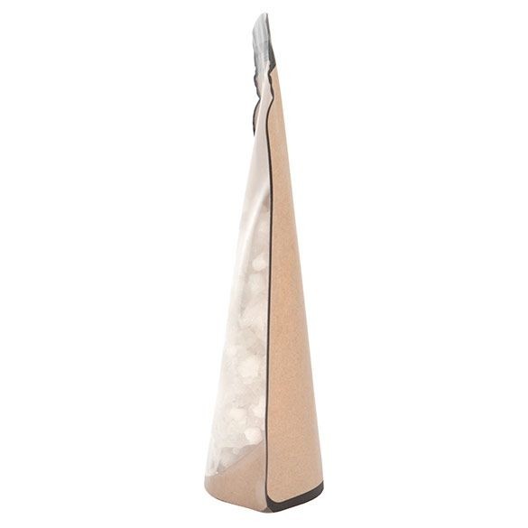 Standbodenbeutel Kraftpapier/Transparent Glasgefäß-Form 15.2x7.9x25.4cm (100 Stück) [SP7KC]