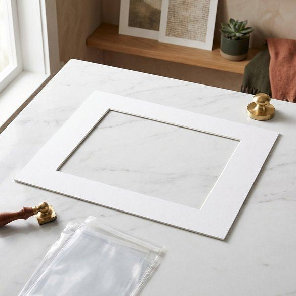 Fertig-Passepartouts 19.4x24.5cm Fenster - helles Weiß - 27.9x35.6cm Außenrahmen (10 Stück) [MS20088]