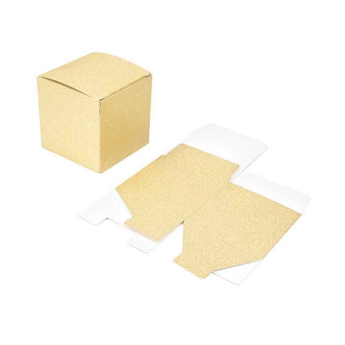 Faltschachteln Gold Glitter 7.6x7.6x7.6cm (25 Stück) [FB2GG]