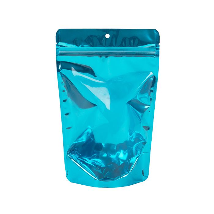 Standbodenbeutel Transparent/Blau 14.9x8.9x23.2cm | 310 Gramm mit Aufhängeloch (100 Stück) [ZBGB7AM]