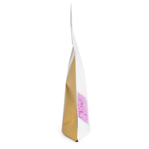 Standbodenbeutel Transparent/Gold 8x5x13cm | 28 Gramm (100 Stück) [ZBGG1]
