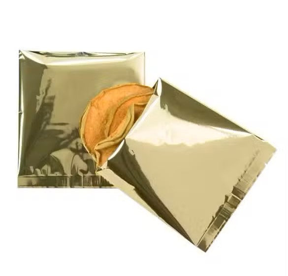Plastic Bags Gold 10.2x10.2cm Metallised and Sealable
