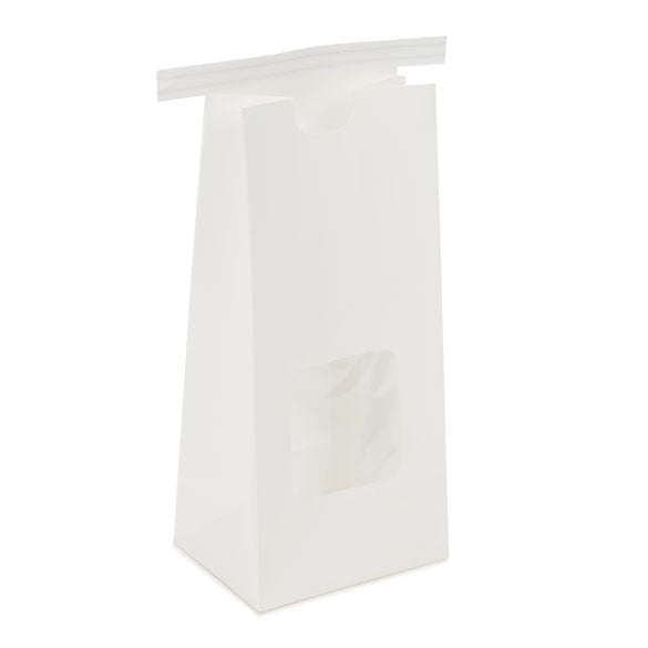 Kraftbeutel Weiß wiederverschließbar 8,6x6,4x19,7cm (100 Stück) [TTW1W]