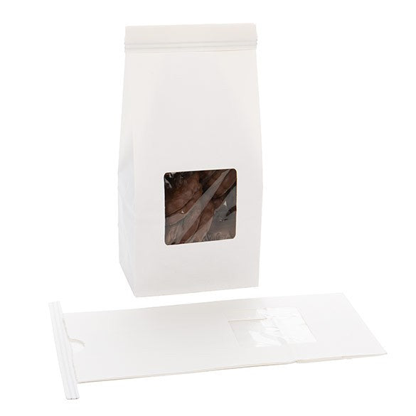 Kraftbeutel Weiß wiederverschließbar 8,6x6,4x19,7cm (100 Stück) [TTW1W]