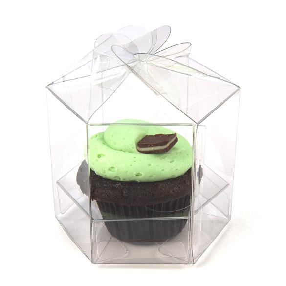 Cupcake-Boxen mit Drehspitze für 1 Cupcake 8.9x8.9x9.5cm Transparent (100 Stück) [CBS238]