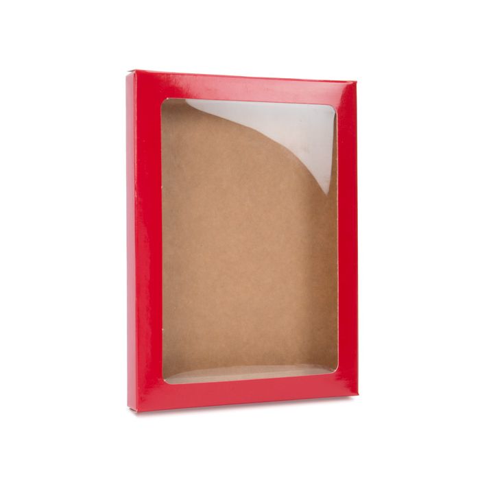 Kraft Gift Boxes with Window Red 9.5x1.5x13.2cm