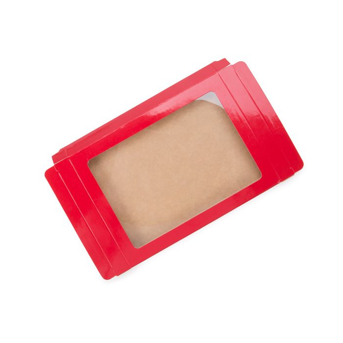 Pappschachteln mit Fenster Rot 13.7x1.5x18.7cm (25 Stück) [WGRG1]