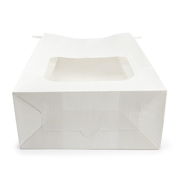 Weißer Kraftbeutel mit Tin-Tie-Verschluss und Sichtfenster 15,2x7x26,7 cm (100 Stück) [TTW3W]