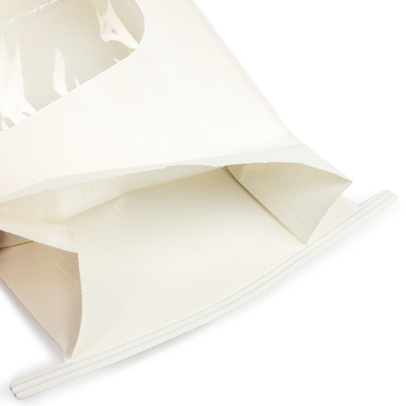 Weißer Kraftbeutel mit Tin-Tie-Verschluss und Sichtfenster 15,2x7x26,7 cm (100 Stück) [TTW3W]