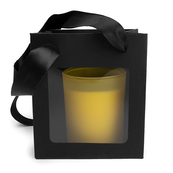 Geschenkbeutel Schwarz mit Sichtfenster 10,2x7x11,4 cm (10 Stück) [GMBW1B]