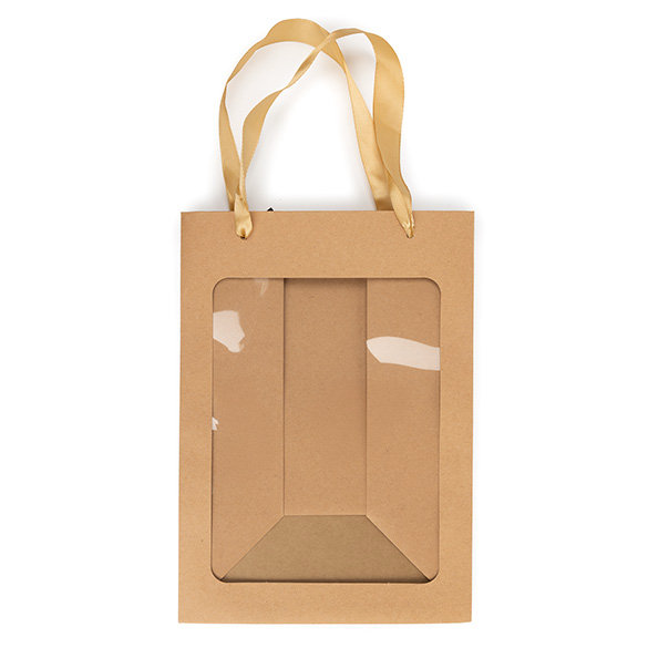Kraft Gift Merchandise Bag w/ Window 17,8x12,7x24,9cm