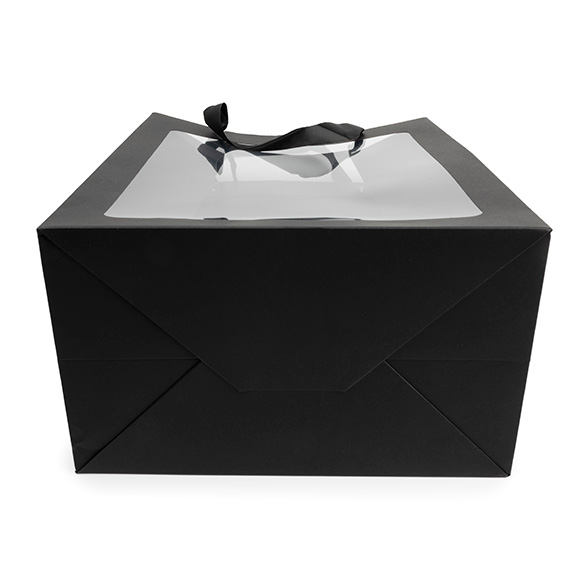 Geschenkbeutel Schwarz mit Sichtfenster 24,9x15,2x35,1 cm (10 Stück) [GMBW3B]