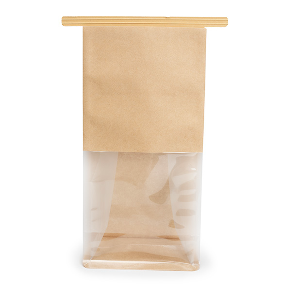 Kraft Box Bottom Tin Tie Gusset Bag 10,2x6,4x20,3cm