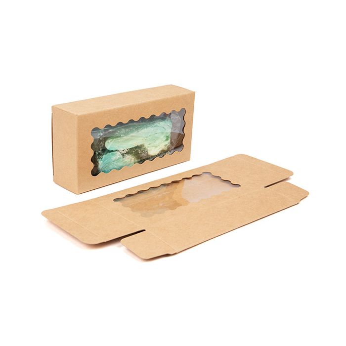 Kraft Boxes With Scalloped window 7x3,7x14 cm