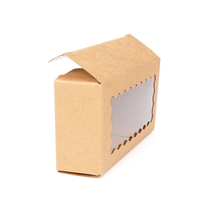 Kraft Box mit gewölbten Fenster 10,6x3x5,6 cm (25 Stück) [WKRG12]