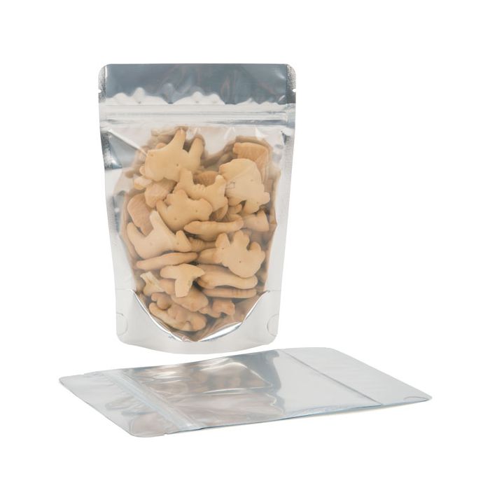 Standbodenbeutel Transparent/Schwarz 13x7.9x20.6cm | 110 Gramm (100 Stück) [ZBGB3]