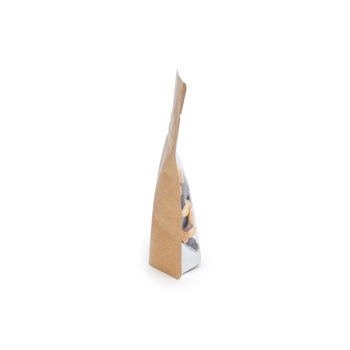 Standbodenbeutel Transparent/Kraft 7.9x5.1x13cm mit Aufhängeloch (100 Stück) [ZBGK1H]