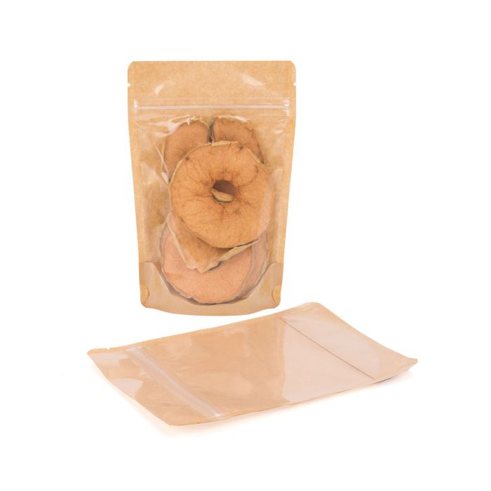 Standbodenbeutel Transparent/Kraft 10.2x6x15.2cm | 57 Gramm (100 Stück) [ZBGKC2]