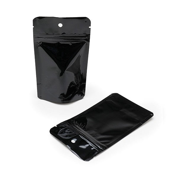 Standbodenbeutel Schwarz 8x5x13cm | 28 Gramm (100 Stück) [ZBGM1B]