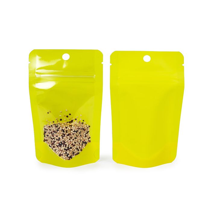 Standbodenbeutel Transparent/Neon- Gelb 7,9x5,1x13 cm (100 Stück) [ZBGN1YW]