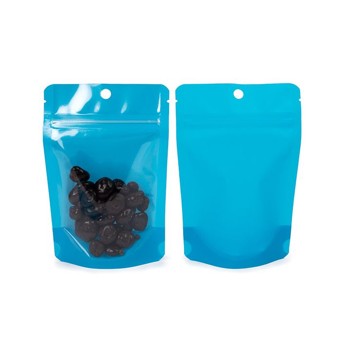 Standbodenbeutel Transparent/Neon- Blau 10,2x6x15,2 cm (100 Stück) [ZBGN2BL]