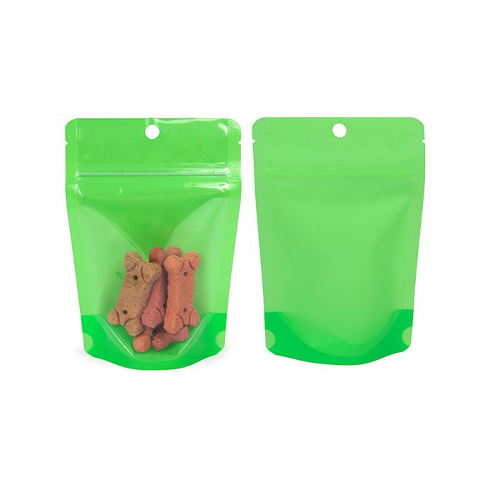 Standbodenbeutel Transparent/Neon- Grün 10,2x6x15,2 cm (100 Stück) [ZBGN2GR]