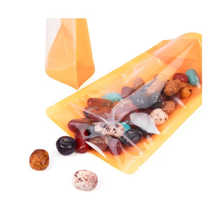 Standbodenbeutel Transparent/Neon- Orange 13x7,9x20,6 cm (100 Stück) [ZBGN3OR]