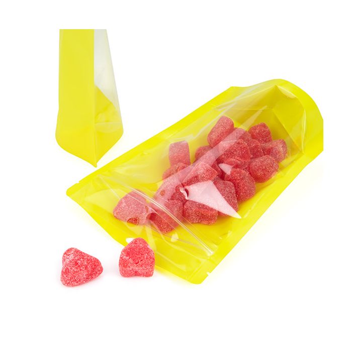 Standbodenbeutel Transparent/Neon- Gelb 13x7,9x20,6 cm (100 Stück) [ZBGN3YW]