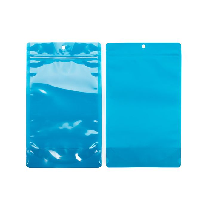 Standbodenbeutel Transparent/Neon- Blau 17,2x8,9x28,6 cm (100 Stück) [ZBGN4BL]