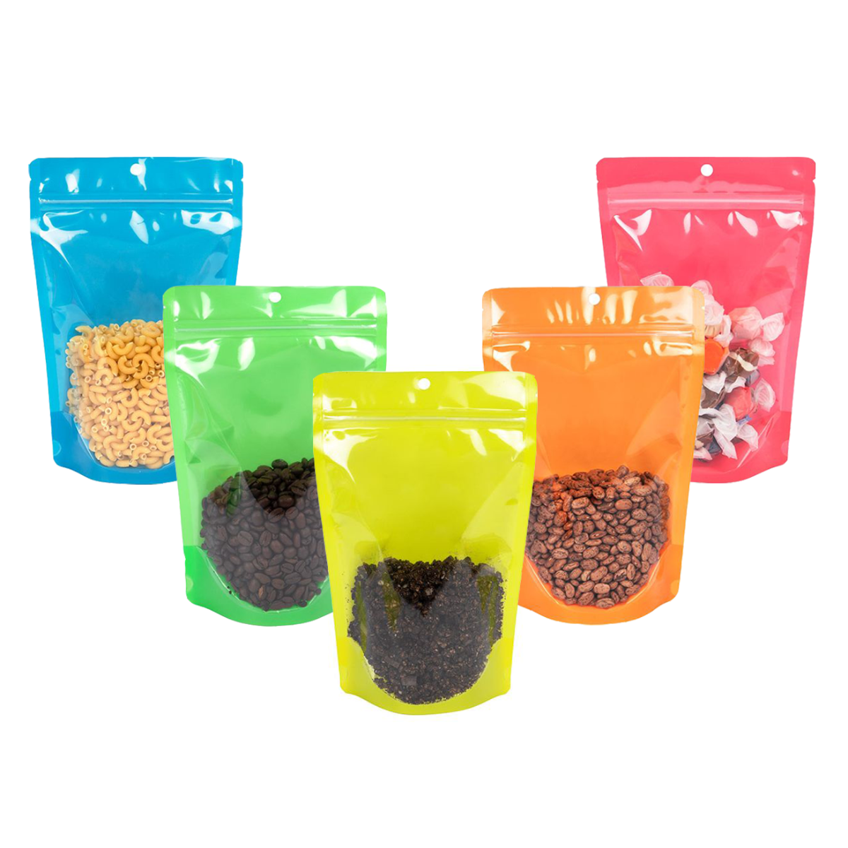 Standbodenbeutel Transparent/Neon--Blau 7,9x5,1x13 cm (100 Stück) [ZBGN1BL]