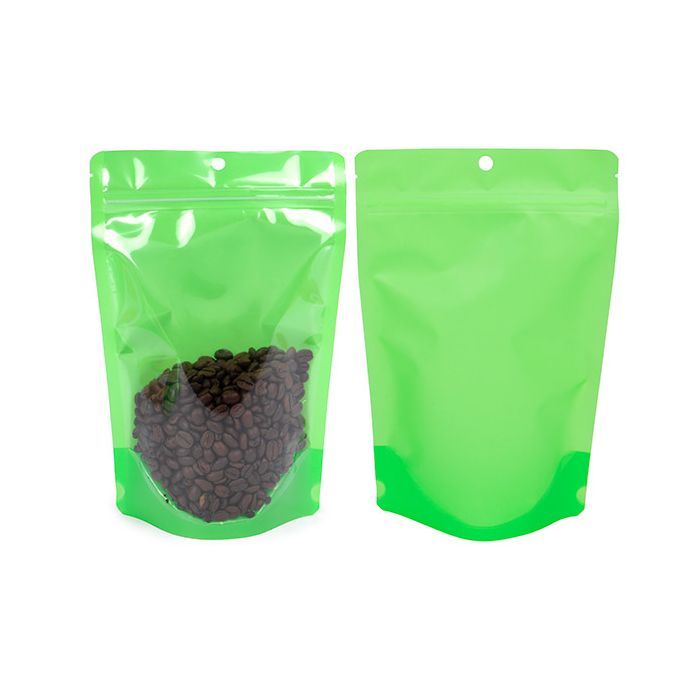 Standbodenbeutel Transparent/Neon- Grün 14,9x8,9x23,2 cm (100 Stück) [ZBGN7GR]