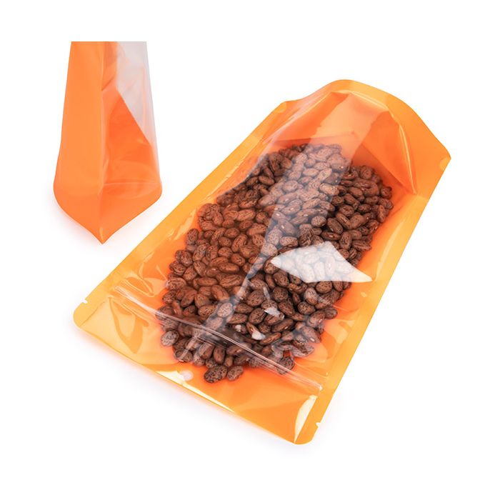 Standbodenbeutel Transparent/Neon- Orange 14,9x8,9x23,2 cm (100 Stück) [ZBGN7OR]