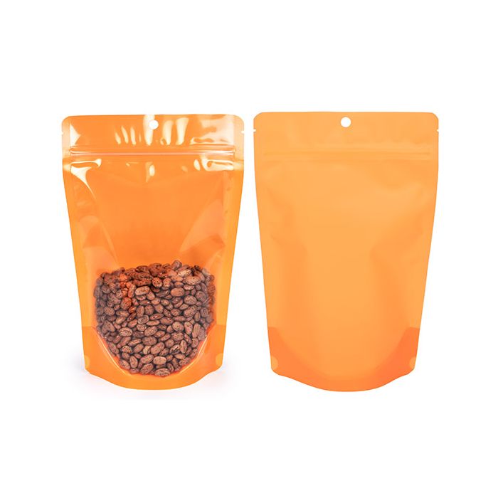 Standbodenbeutel Transparent/Neon- Orange 14,9x8,9x23,2 cm (100 Stück) [ZBGN7OR]