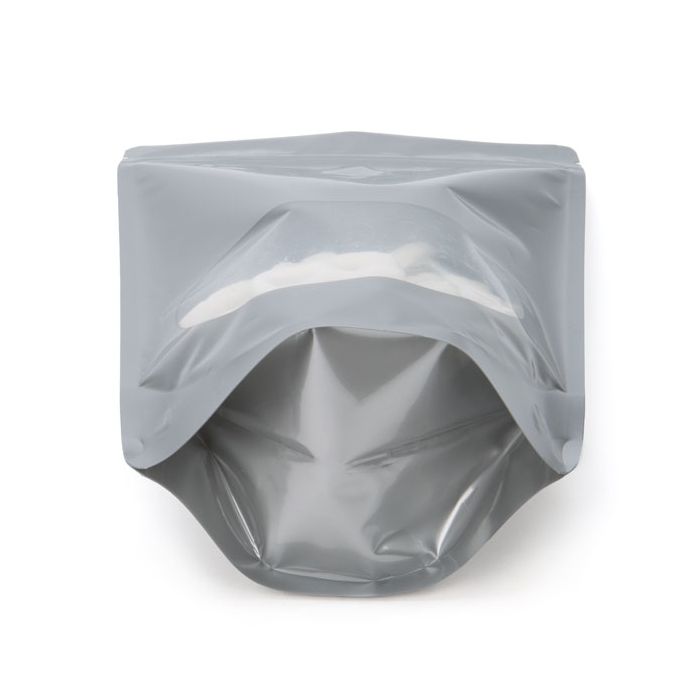 Standbodenbeutel Silber mit Oval Fenster Aufhängeloch 14,9x8,9x23,2 cm (100 Stück) [ZBGO7SH]