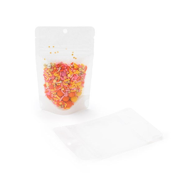 Standbodenbeutel Reispapier Transparent/Weiß 8x5x13cm | 28 Gramm (100 Stück) [ZBGR1WC]
